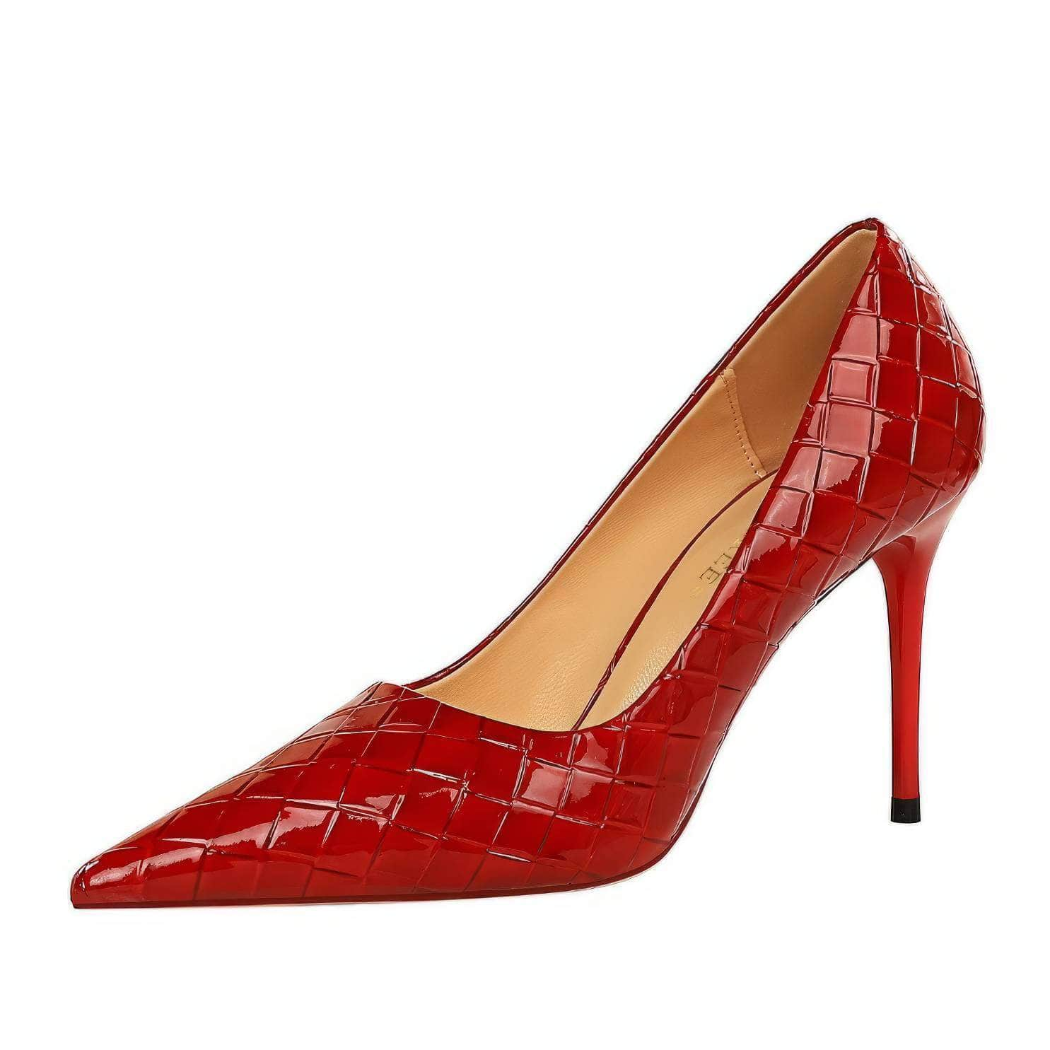 Woven Detail Glossy Stiletto High Heels