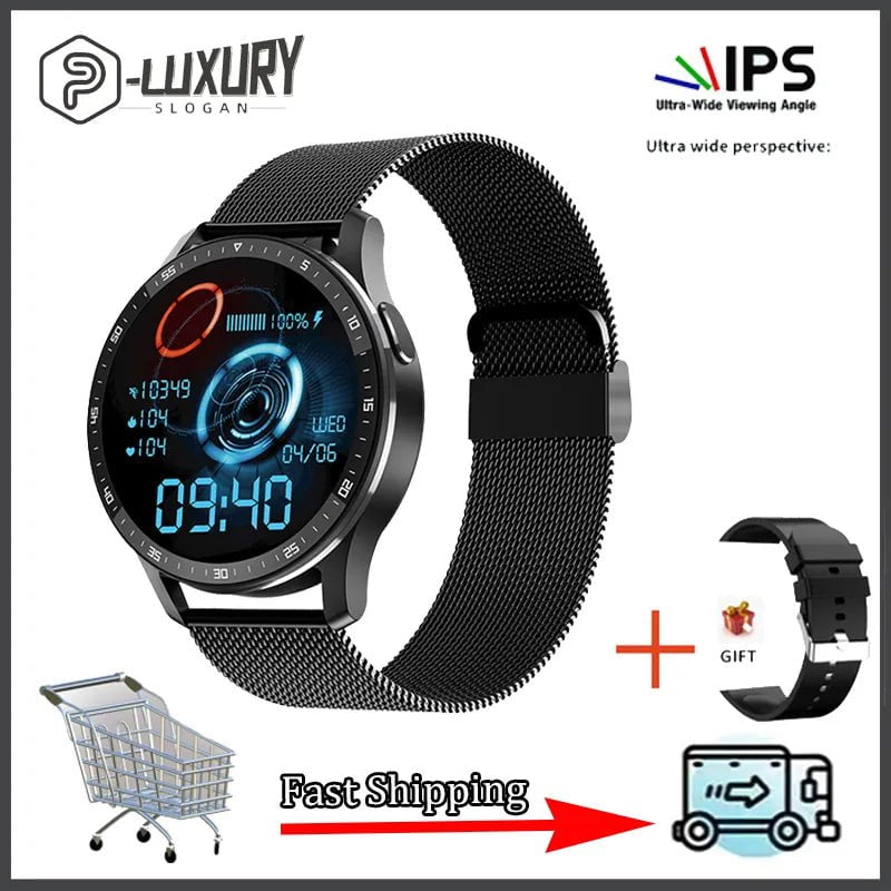 X7 2-in-1 Smartwatch: TWS Bluetooth Earphone, Blood Pressure & Heart Rate Monitor Black mesh belt