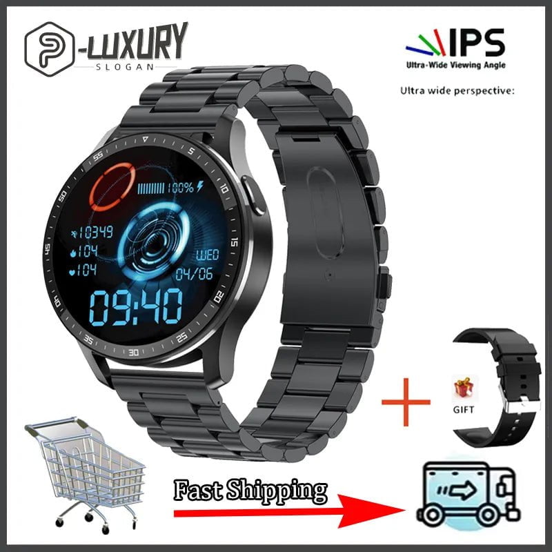 X7 2-in-1 Smartwatch: TWS Bluetooth Earphone, Blood Pressure & Heart Rate Monitor Black steel strip