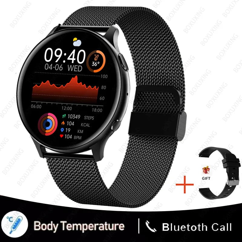 Xiaomi Huawei Samsung New Smart Watch: Heart Rate, Blood Pressure, Fitness Tracker, Bluetooth Call - Men and Women Mesh belt black