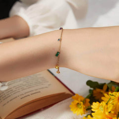 Yellow Gold-Plated Multicolor Droplet Bracelet Multicolor