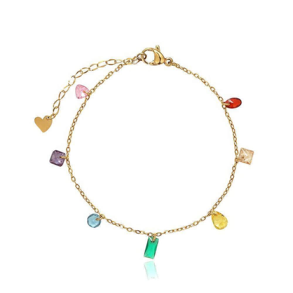 Yellow Gold-Plated Multicolor Droplet Bracelet Multicolor