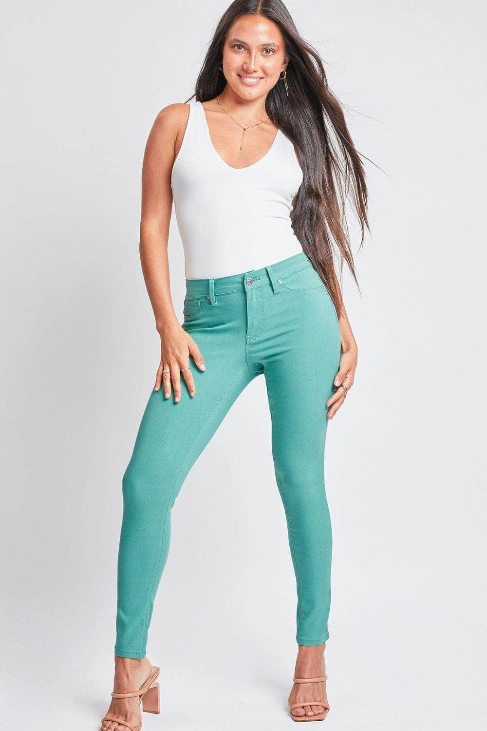 YMI Jeanswear Full Size Hyperstretch Mid-Rise Skinny Pants SeaGreen / S