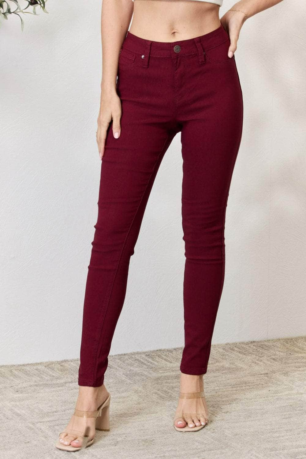 YMI Jeanswear Hyperstretch Mid-Rise Skinny Jeans DARK WINE / S