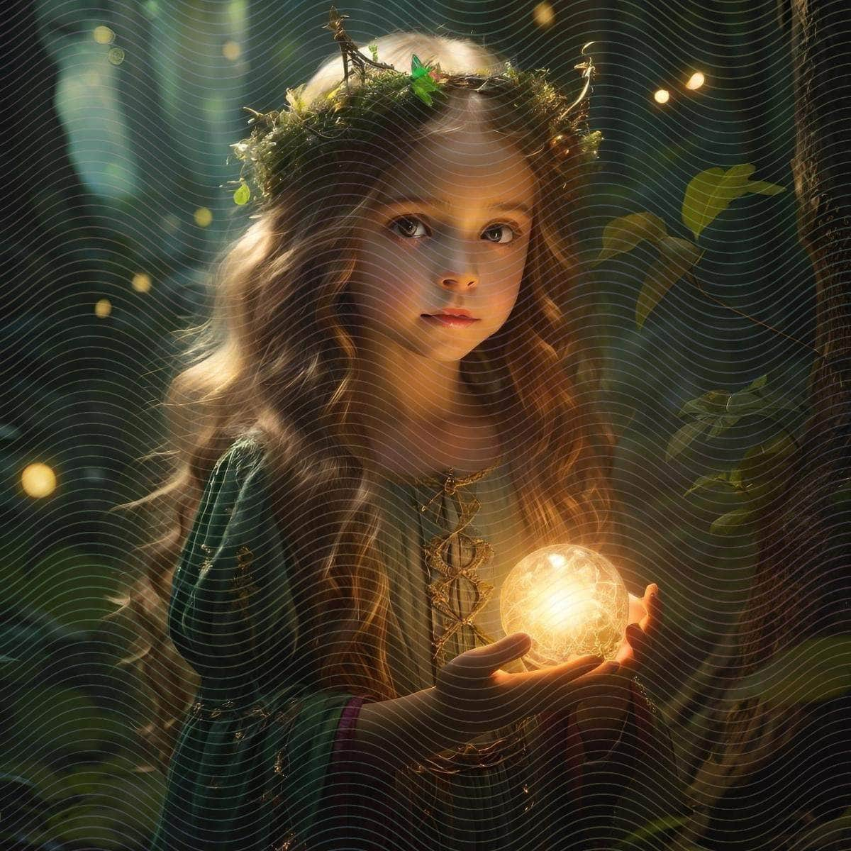 Young Girl Holding A Glowing Ball