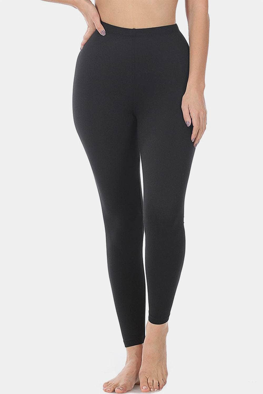 Zenana Premium Microfiber High Waist Leggings BLACK / S