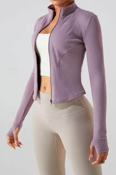 Zip Up Mock Neck Active Outerwear Lilac / S